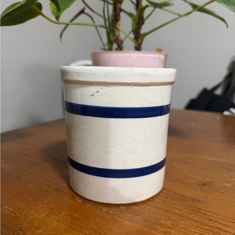 RRP Co Ceramic Planter with Blue Stripes